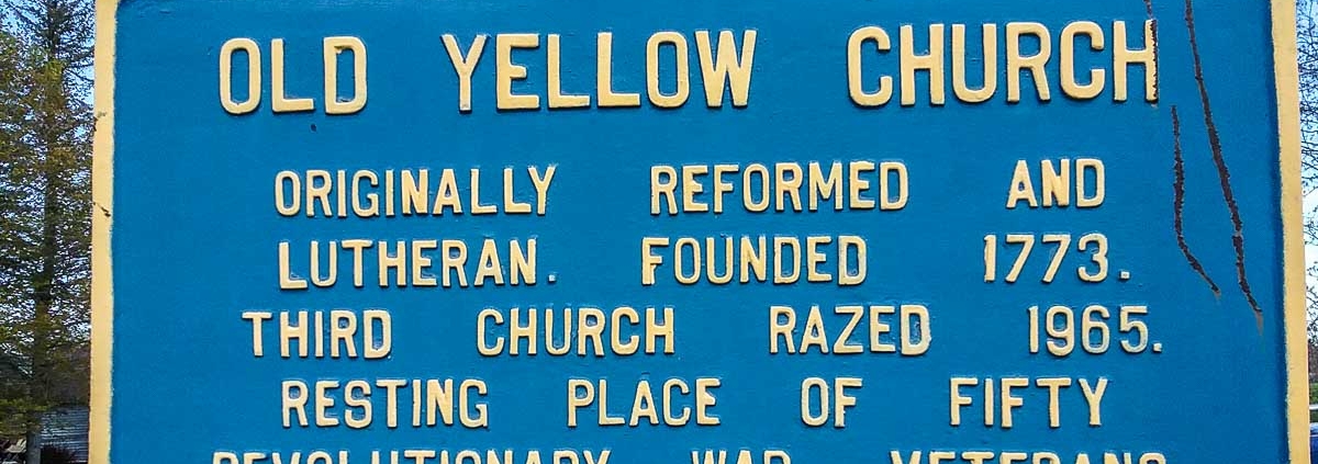 New York State historic marker nearby Yellow Church Cemetery.