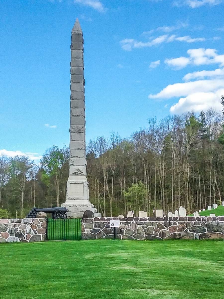 General Nicholas Herkimer historic site cemetery with obelisk on left.