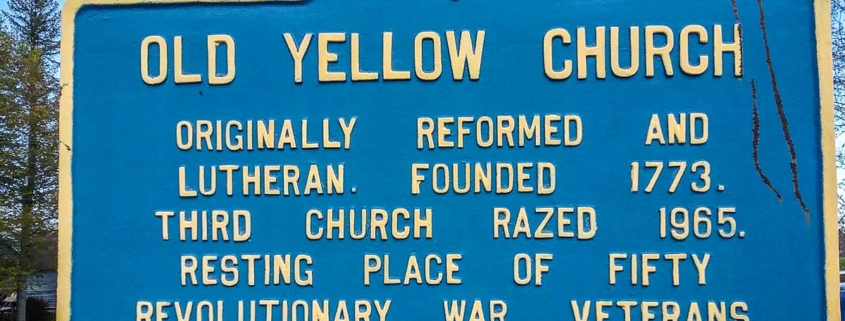 New York State historic marker nearby Yellow Church Cemetery.