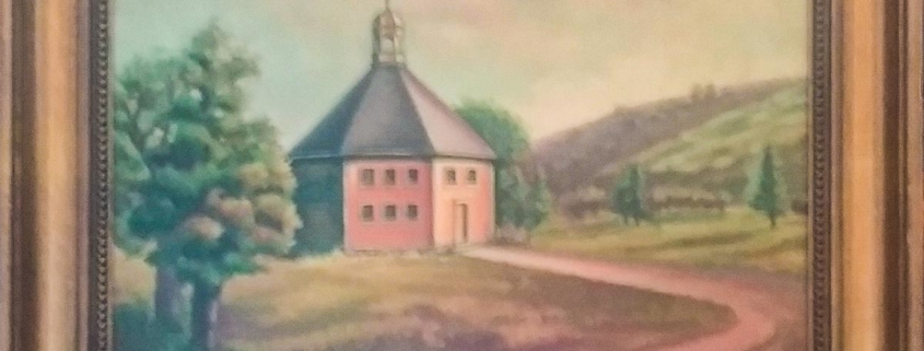 Octagon Church oil painting by Gwen Lee | Little Falls Historical Society Museum_-3