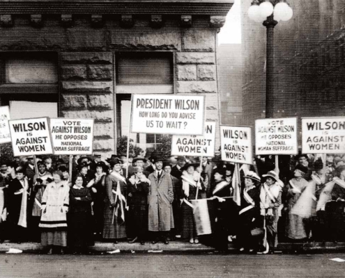 Picketing President Woodrow Wilson's speech in 1916, Library of Congress | Little Falls Historical Society Museum