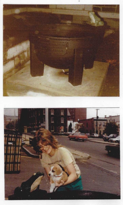 Top photo: Frog Fountain undated photo. Bottom photo: Demonstrating use of the frog fountain.