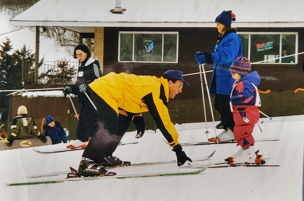 Young skiers receiving instruction at Shu-maker Mountain.