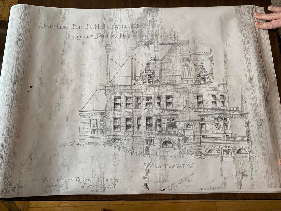 Rendering by Archimedes Russell of Overlook Mansion