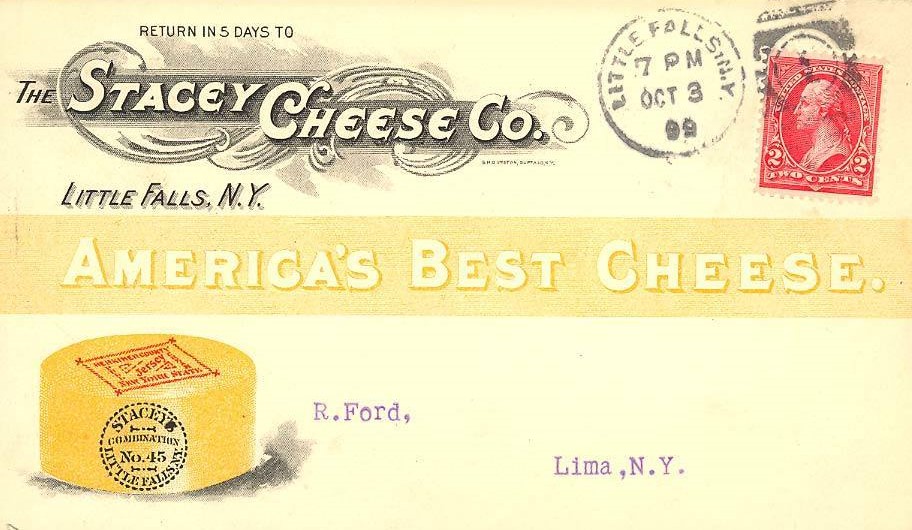 Stacey Cheese 1899 historic postcard