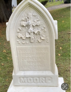 Headstone of Enoch Moore in the African American section of the Church Street cemetery in Little Falls.