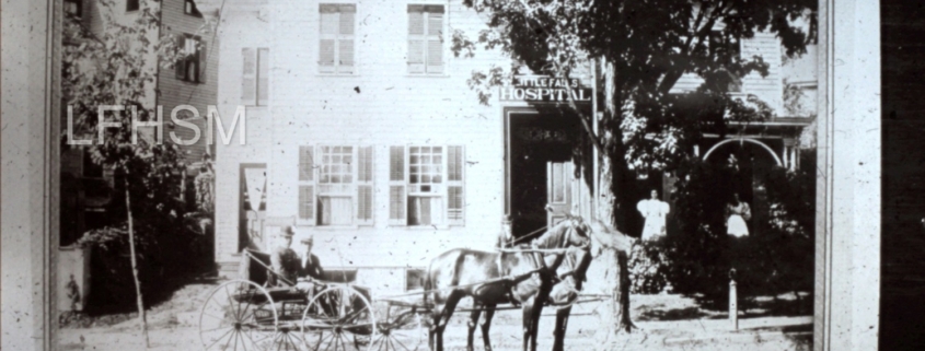 14 North Ann Street | First Hospital at Little Falls, New York | Established 1893 | Dr. Eveleth holding is the horse's reins.