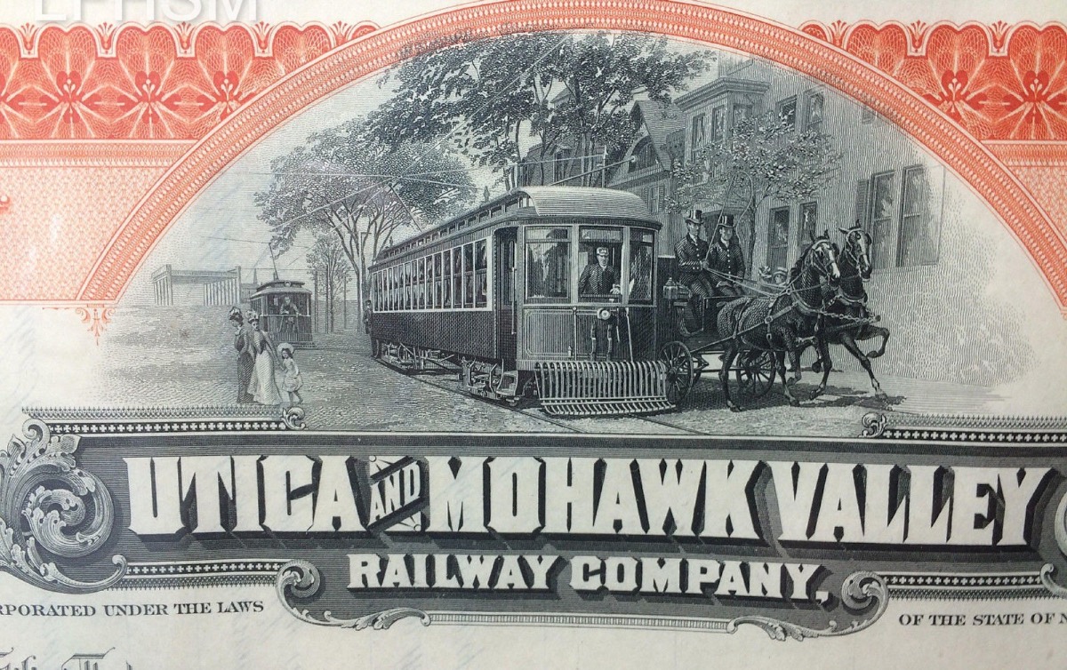 Utica & Mohawk Valley Railway Company Stock Certificate