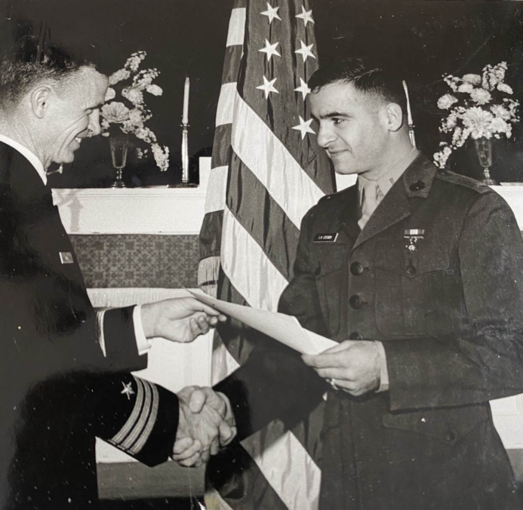 Captain Stephen R. Stegich, III, USMC (Ret) accepting award